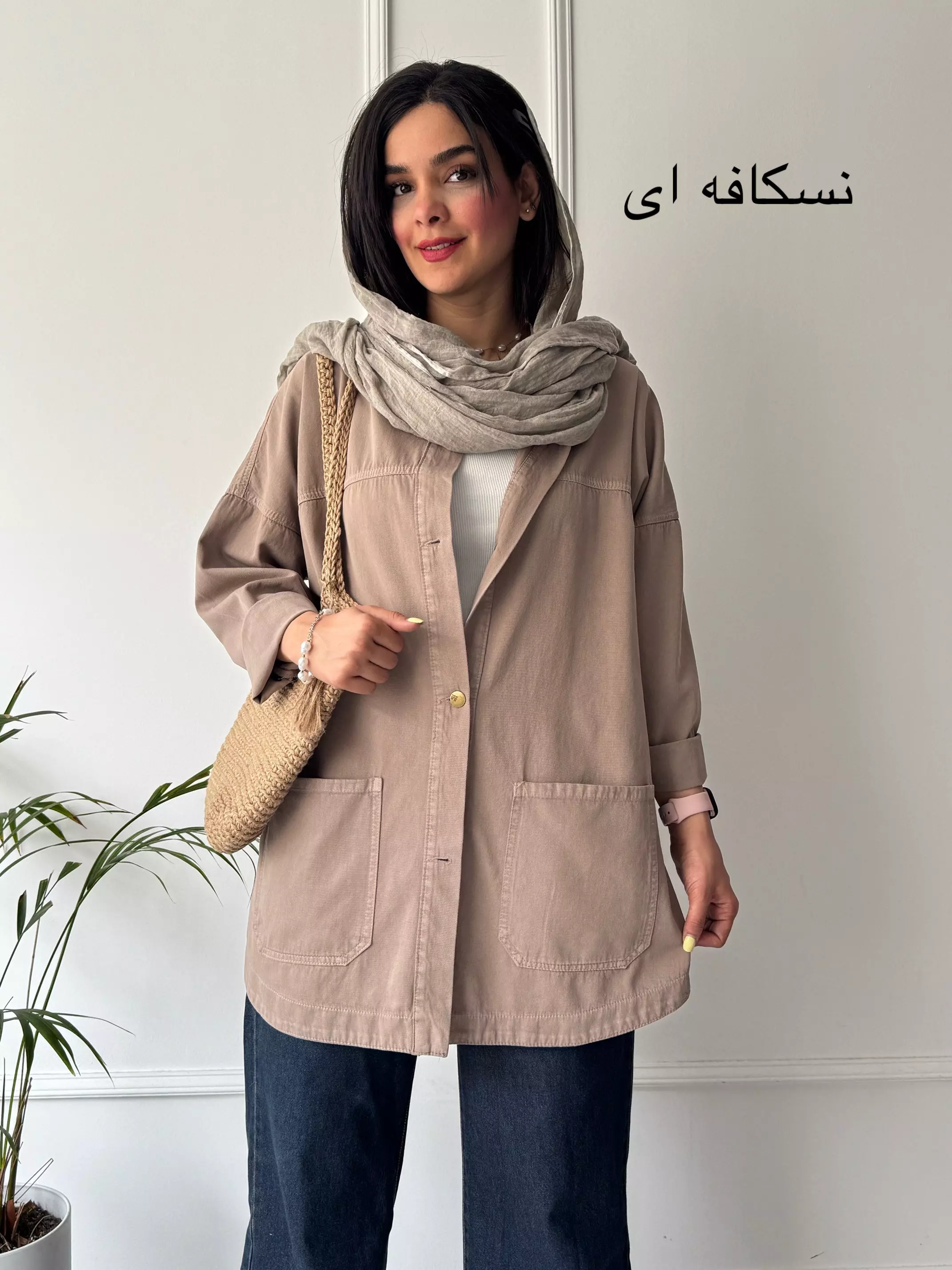 مانتو کتان جیب پایین